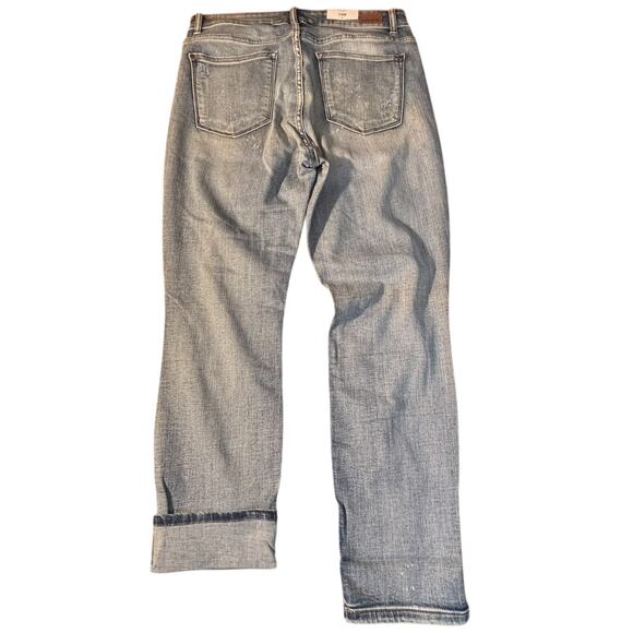 Judy Blue Boyfriend Fit Jeans 14W Mid Rise Distressed Paint Spatter Stretch NWT - Picture 2 of 15